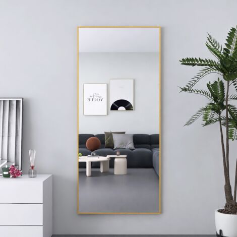 Standspiegel 180x80cm Ganzkörperspiegel, Bodenspiegel Ankleidespiegel, Garderobenspiege, Körperspiegel, Metallrahmen, Gold