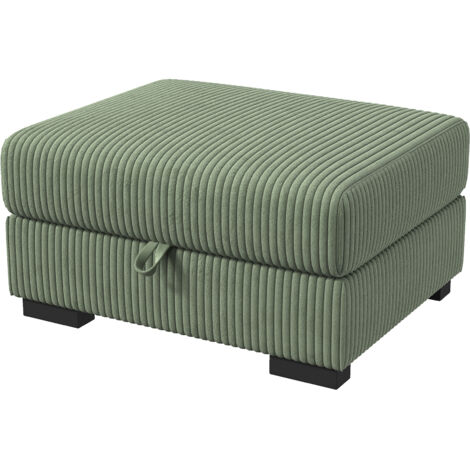 Quadratischer Hocker in Cordvelours mit Aufbewahrungsfunktion, gepolstertes Wohnzimmerkissen, Sofahocker, modernes Design, Grün
