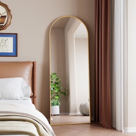 Specchio da terra 162x53 cm, specchio da terra grande, specchio da appoggio, specchio da parete per camera da letto, spogliatoio e specchio da parete con cornice sottile - Oro