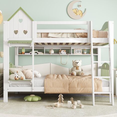 Letto A Castello 90x200 Cm Per Bambini E Adolescenti - Con Cassetti, Contenitori E Guardrail - Grigio - 4