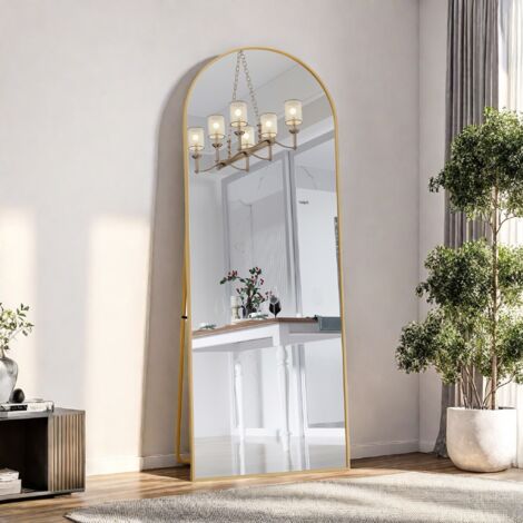 Miroir sur pied 162x53cm - grand miroir de sol, miroir sur pied, Miroir de chambre, dressing et miroir mural à cadre fin - Doré
