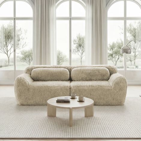 Sofá modular 2 plazas - Confort ergonómico, Espuma con memoria de forma - Sin montaje, Ideal para salones pequeños - Beige