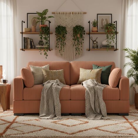 Sofá Modular 2 Plazas en Pana – Sofá con Reposabrazos, Cómodo y Espacioso, Configuración Flexible – Diseño, Marrón