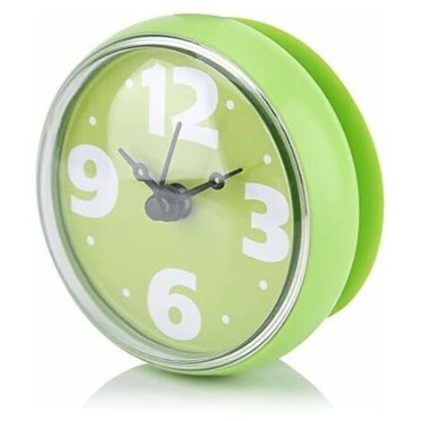 Mini Horloge étanche à Ventouse, , Horloges spécialisées Horloges étanches pour Salle de Bain Horloge de Douche de Baignoire (Vert)