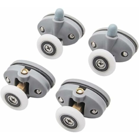 Porte De Douche Roues Runner, Poulies en Plastique ABS Rouleaux De Portes Coulissantes pour roulettes De Douche Cabine Salle De Bain (Color : 2pcs up 2pcs Down, Size : 23mm) (1/4)