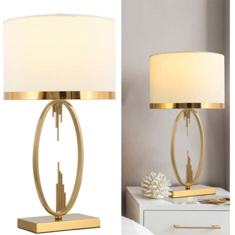 Moderne Métal Lampe à poser,Tissu Abat-jour,Lampe de Table - pour Salon & Salle à manger,Bureau Chambre Table de Chevet, léger Haut.48Cm 1x E27, boutonchanger