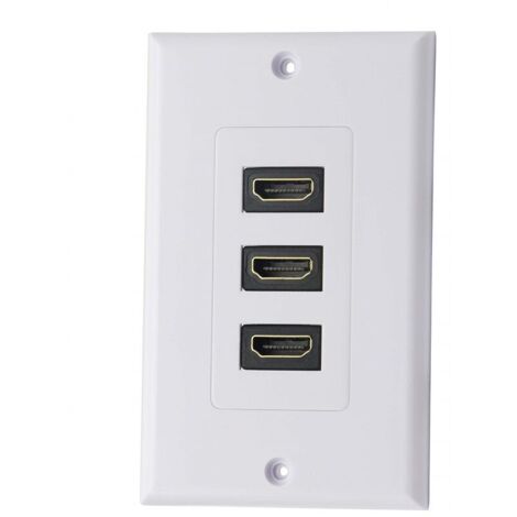 3 Port HDMI 2.0 Plaque murale Composant HDMI Composant Composite Audio Prise de montage murale, Support 4K 60Hz 1080P Parfait pour projecteur et cinéma maison blanc (3 HDMI) (1/4)
