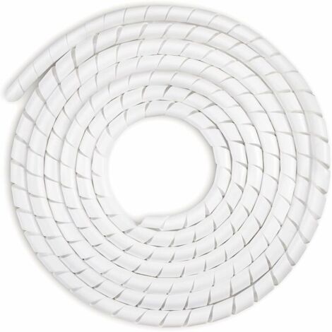 Gaine Spirale Flexible Universel 6mm, Kit de Câble Rangement 1 pack de Tube d'Enroulement de Câble en Spirale pour Protéger le Câble d'Antenne TV/PC/USB/Télé/AUX- (15m), Blanc(6mm,15m) (1/4)
