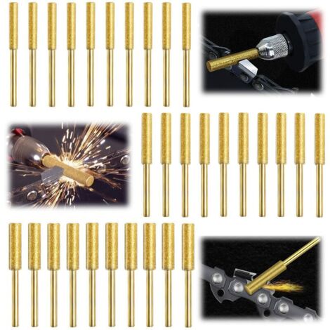30 Piezas Gabarit Affutage Chaine de Tronconneuse, Diamant Affuteur Affuteuse de Chaine Tronçonneuse, Lime pour Chaine de Tronconneuse, 3 Tailles Différentes pour Tronçonneuse Affûter et Poncer (1/4)