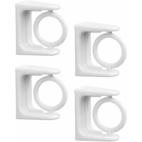 4Pcs Rideau Tringle Support Mural Crochets Porte- Tige Rideaux Rideau Draperie Tige Tige Pince de Porte- Tige (Blanc) (1/4)