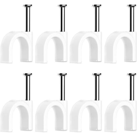 100 Pièces Cavalier Cable Electrique,Fixation Cable Electrique,Attache Fil Electrique,Attache Cable Mural,Clips de Cable(8mm) (1/4)