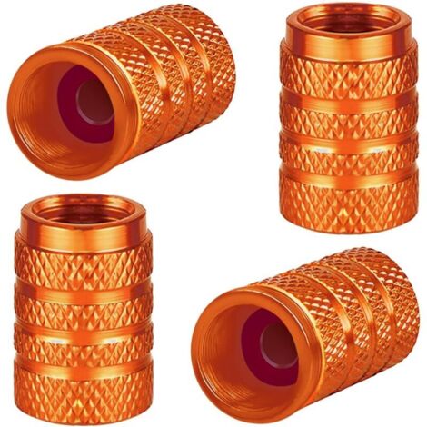 (orange)Lot de 4 bouchons de valve de pneu en aluminium pour pneus de voiture, bouchons de valve universels avec joint d'étanchéité pour moto, camion, vélo, scooter électrique, VUS, poussette b (1/4)