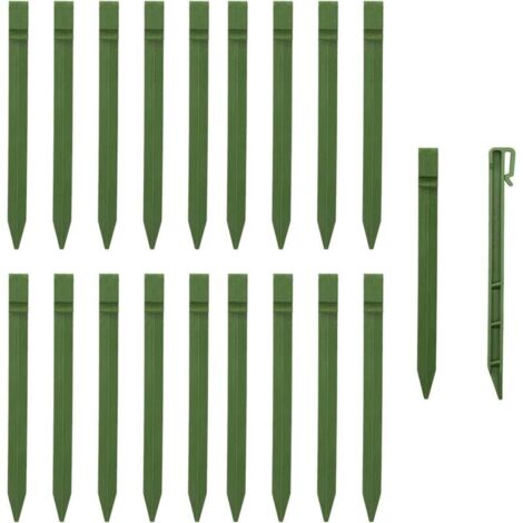 Lot de 20 piquets d'ancrage au Sol en Plastique de 24 cm pour Bordure de Jardin, terrasse, Tente (Vert 20pcs) (1/4)
