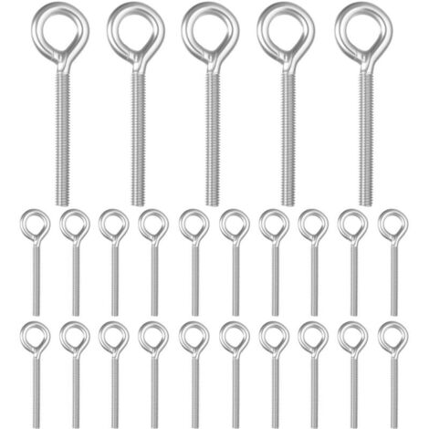 25 Pcs Boulons à Oeil M6, pour Piton à Visser Inox, Vis à Anneau de Levage en Acier Inoxydable 304, Boulons à œil en Acier Inox, Anneaux de levage avec Filetage pour Fixation et Suspension (1/4)