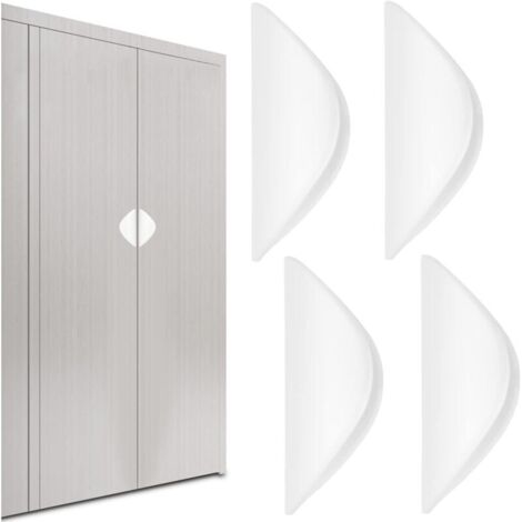 Poignee de Meuble Cuisine Poignée Porte Coulissante Intérieure Extérieure 4 Pièces Poignet de Placard Coquille Tiroir Poignees Portes Sans Percage Poignets Auto Adhésif pour Armoire Fenetre (Bl (1/4)