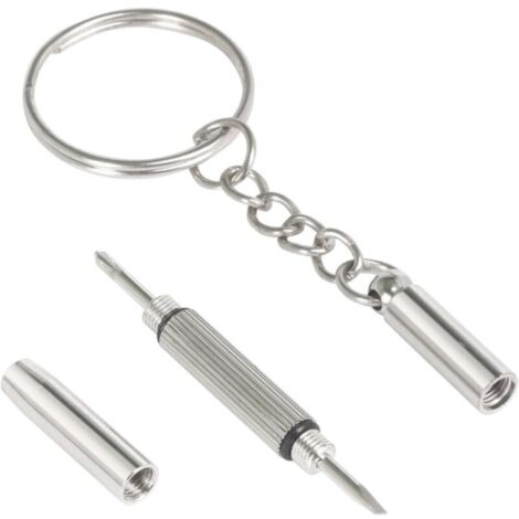 2 pcs Tournevis de réparation de poche pour lunettes et lunettes de soleil Porte-clés à double extrémité Tête cruciforme, tête plate et porte-écrou (1/4)
