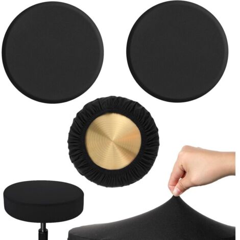 Lot de 3 housses de tabouret de bar, rondes, extensibles, noires, hautement élastiques, lavables, conviennent pour 28 à 35 cm de diamètre, pour la maison, le bar, l'hôtel, le bureau (1/4)