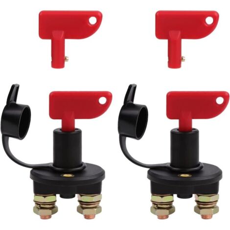 2 Pack Clé double grande taille M8 à deux trous,12V / 24V Automobile Coupe-Batterie Isolateur Couper OFF Puissance Coupure Interrupteur D'urgence Interrupteur (1/4)