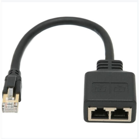 Câble Répartiteur Ethernet RJ45, Adaptateur Répartiteur RJ45 Mâle à 2 Femelles, Câble Adaptateur de Commutateur Ethernet RJ45 Professionnel pour Connecteur de Prise Ethernet de Bureau à Domicil (1/4)