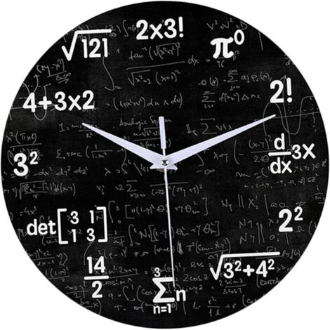 Horloge Murale Mathématique Silencieuse sans Tic Horloge Murale Décorative à Piles pour Salon, Salle de Classe, Math