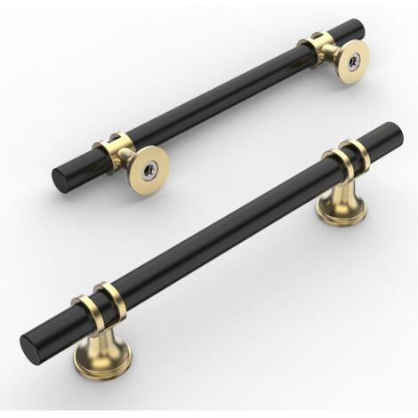 10 Pièces Poignee de Meuble Cuisine Noirdoré 128mm Alliage de Or Poignées Meubles avec Vis, pour Bureaux, Tiroirs, Armoires, Placard (1/4)