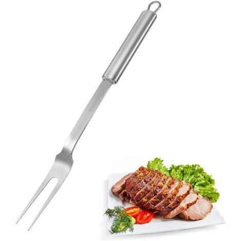 Fourchette à griller en acier inoxydable, fourchette à viande en acier inoxydable avec poignée, fourchette à découper pour cuisine, restaurant et événements en plein air (1/4)