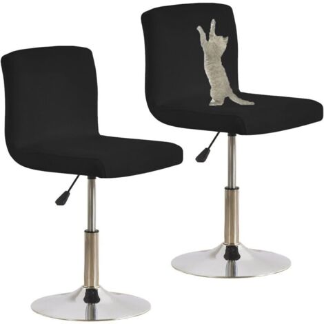 Ensemble de Housses de Tabouret de Bar, Housses de Chaise de Tabouret de Bar pivotantes Extensibles Anti-Griffes de Chat avec Dossier Housse de Chaise de pub Lavable en élasthanne (Noir, 2 p (1/4)