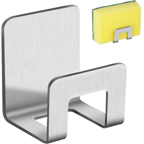 Égouttoir à éponges – support d'évier en fil d'acier, grille d'égouttage en acier inoxydable Crochet auto-adhésif pour ranger torchons et accessoires de nettoyage de brosses à dents (1/4)