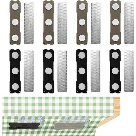 PCS Pinces invisibles pour nappes, pinces magnétiques pour nappes, pinces polyvalentes pour nappes d'extérieur pour tables à manger, bancs, fêtes, restaurants, camping (4 noires, 4 grises) (1/4)