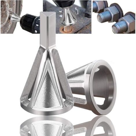 Outil de chanfreinage externe d'ébavurage (Silver-2Pack) Outil de chanfreinage Foret externe en acier inoxydable à grande vitesse Répare rapidement l'outil d'ébavurage de chanfrein externe en m (1/4)