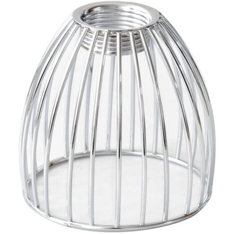 Abat-Jour Cage Métallique Pour Suspension 8X8X8 Cm Abat-Jour En Fer Forgé Pour Lampe Intérieure Accessoire Luminaire Décoratif Style Industriel argent (1/4)