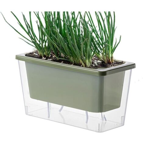 Pots de fleurs rectangulaires, à arrosage automatique, en plastique, modernes, avec réserve d'eau, idéaux pour herbes et fleurs, auto-irrigants, pour rebord de fenêtre, balcon, 26,5 x 14 x 12 (1/4)