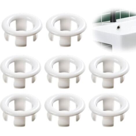 8pcs Anneau de Débordement d’Évier - Anneau Bouchon De Trop-Plein, Garniture Évier de Trou Rond, Couvercle Anneau de Trop-Plein de Lavabo Salle de Bain(Blanc) (1/4)