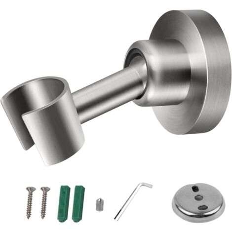 Support de Douche, Support Douche en Acier Inoxydable, Rotation Sphérique pour Ajuster Support Douche Mural, Installation Perforée, L'angle peut Être Ajusté Selon les Besoins (1/4)