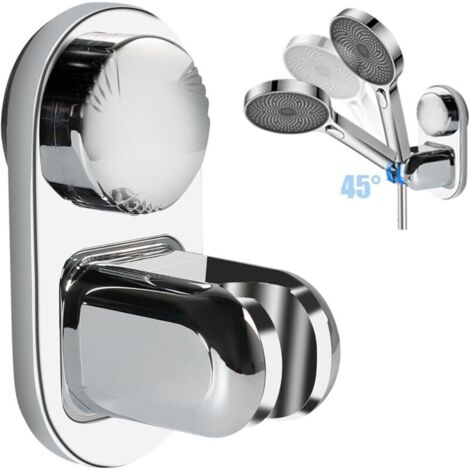 Support Pommeau de Douche, Réglable Support de Ventouse Mural Amovible ABS Chromé Universel Support Douchette à main Remplaçable pour Salle de Bain, Argenté (1/4)