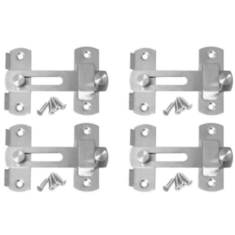 4pcs Loquet à Bascule Porte Coulissante en Acier Inoxydable Verrou de Porte Barre de Loquet Sécurité Serrure Pour Porte Fenêtre Meubles (1/4)