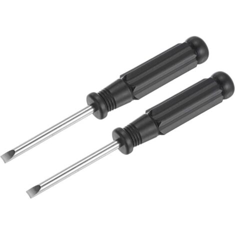 Mini Fendue Tournevis, 4.0mm Plat Tête avec Noir Poignée pour Petit Appareils électroménagers, 2 Pcs (1/4)