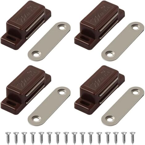 Lot de fermetures magnétiques pour portes de placards, tiroirs et volets roulants. Installation facile. Aimant inclus (marron). (1/4)