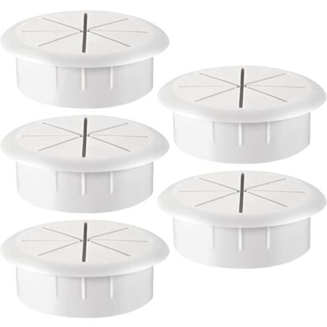 Lot de 5 Passe-câbles Flexibles en Plastique Blanc