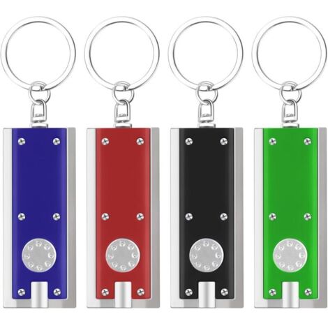 Mini Lampe de Poche Porte-Clés, Lot de 4 Lampe Torche LED Portable, Petite Porte-Clés Torcheen Aluminium,pour Extérieur, Camping, Randonnée, Urgences, Coupure de Courant