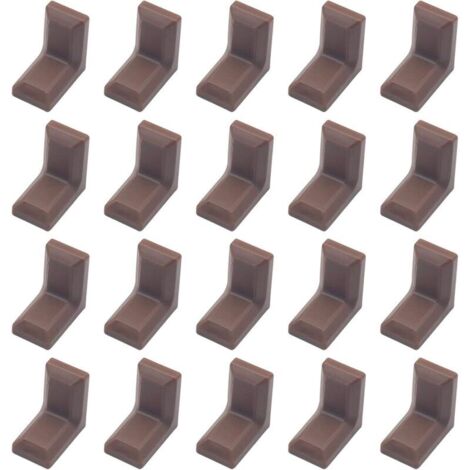 Lot de 40 équerres d'angle en acier galvanisé en forme de L avec couvercle en plastique ABS blanc pour placard, armoire, étagère (marron) (1/4)