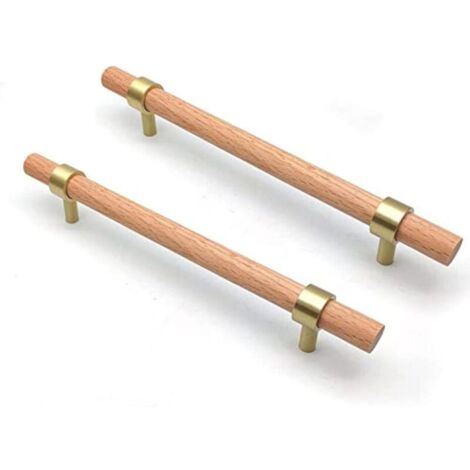 poignée de meuble en Bois, 6 pièce Poignée en bois-poignées de placard en bois poignée de meuble cuisine en bois Entraxe 160mm