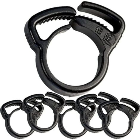 Lot de 25 Colliers d'Irrigation Goutte à Goutte 16 mm Noir Fixation Tuyau pour Système Irrigation Goutte à Goutte, Accessoires Irrigation, Collier Tuyau 16mm, Système Irrigation Jardin