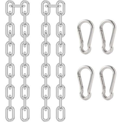 Chaîne de Chaise Suspendue 2 Pièces Chaîne D'extension en Acier Inoxydable 304 Chaine pour Fauteuil Suspendu avec 4Pcs Mousqueton à Ressort pour Intérieur et Extérieur Fixation de Suspension (1/4)