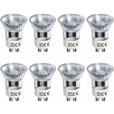 Ampoules halogènes GU10, 35W blanc chaud 2700K à intensité variable équivalent à des ampoules LED 3W 360 lumens halogènes 120 degrés pour lampe à lave, AC 220V-240V, lot de 8