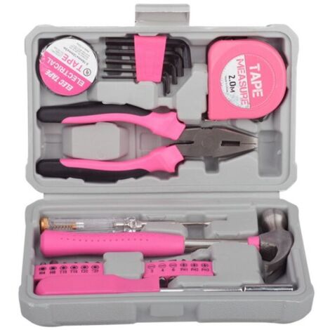 Kit d'Outils DIY 24pc Rose. Petite Boîte à Outils Idéale pour Débutants, pour la Maison & le Bureau (1/5)