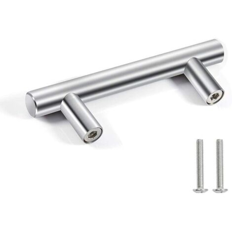 10pcs argent poignée de porte en acier inoxydable tirer poignée de meubles, trou à trou entraxe 64mm (1/5)