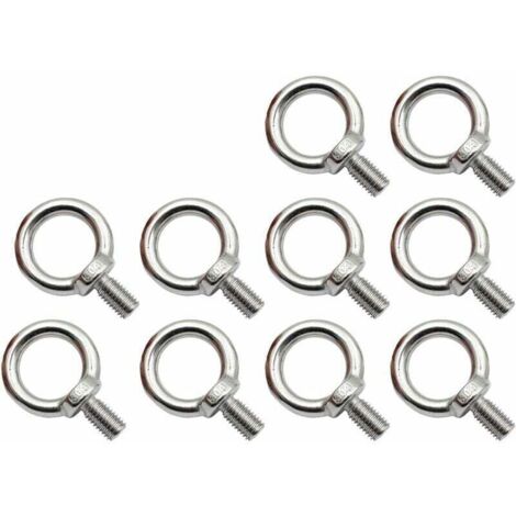 Lot de 10 boulons à œil M8 en acier inoxydable, boulons à œil antirouille, boulon à œil rond, boulon à œil rond, boulon à œil, acier inoxydable 304, pas facile à corroder. (1/5)
