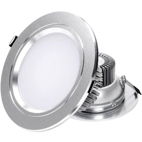 Spot LED Encastré 5W LED Argent Aluminium Downlight Économie D'énergie Anti-Brouillard Anti-Poussière COB Plafonnier (1/5)