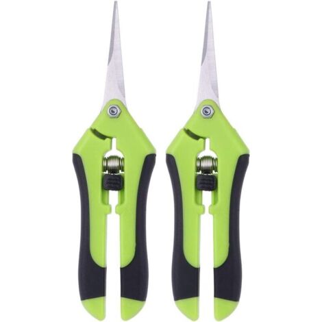 Lot de 2 ciseaux pour élaguer des ciseaux à élaguer manuel en acier inoxydable professionnel (Vert) (1/5)